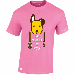 Dog Walker at work pink tshirt wassontshirts