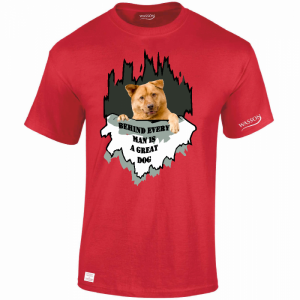 Behind every man is a great dog T shirt, add your own dog image wassontshirts.co.uk